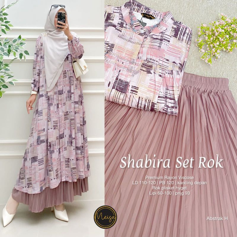 SHABIRA SET ROK BY MEISA STORE SET ROK PLISKET LONG TUNIK CRESPO PREMIUM SET ROK LONG TUNIK KEKINIAN