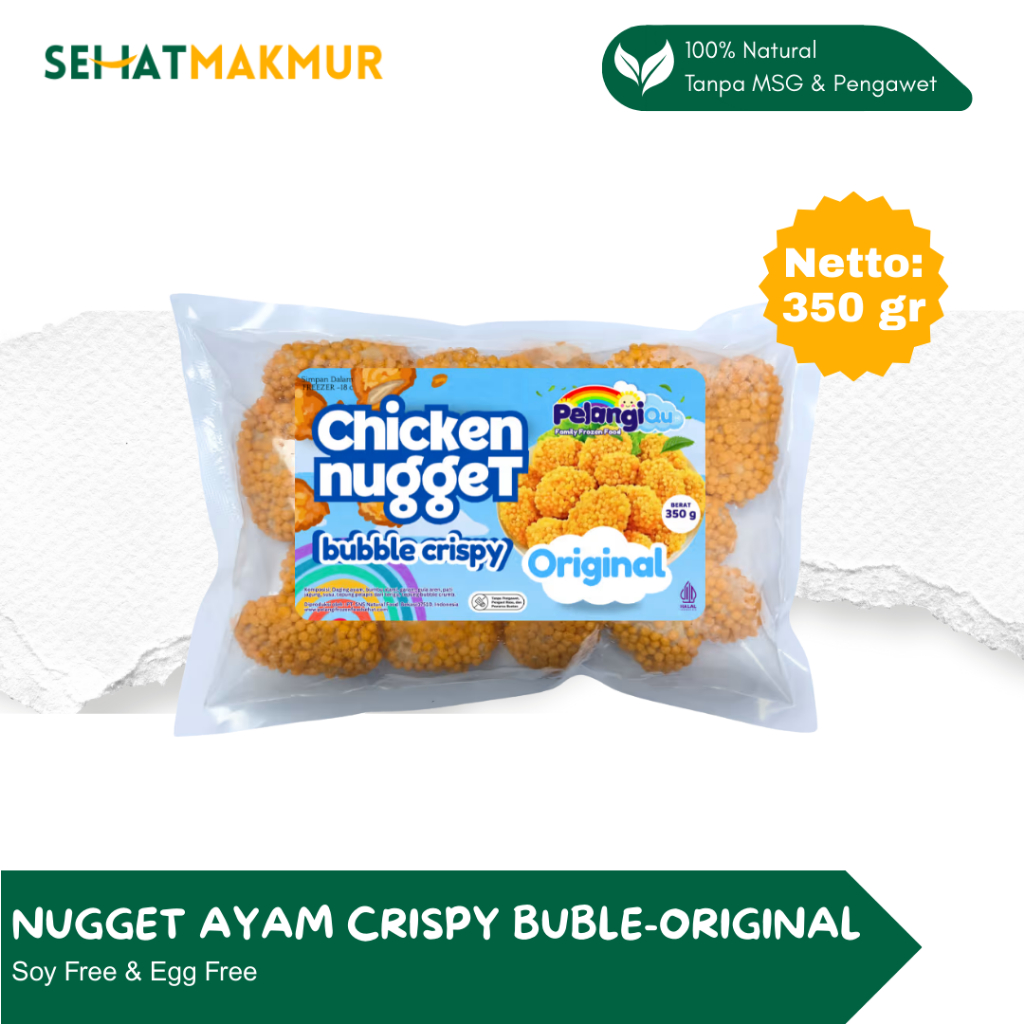 

Pelangi Healthy Frozen Food - Nugget Ayam Crispy Buble Original (Nugget Sehat Tanpa MSG & Pengawet)
