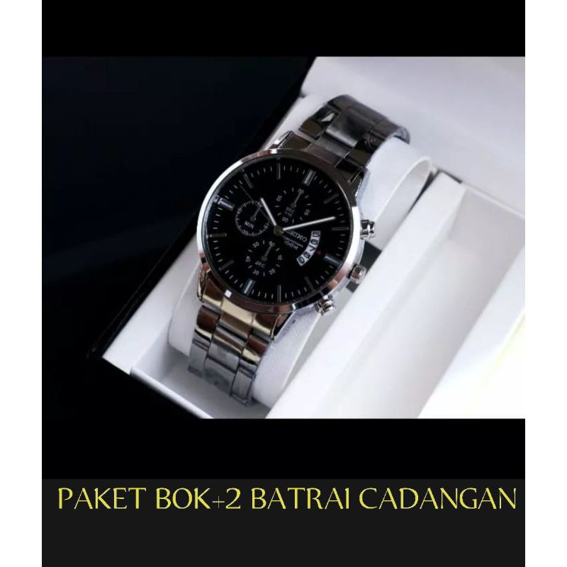 SEIKO / JAM TANGAN PRIA DEWASA / Jam Tangan Rantai Stainles / JamTangan Cowok Keren Free Bok