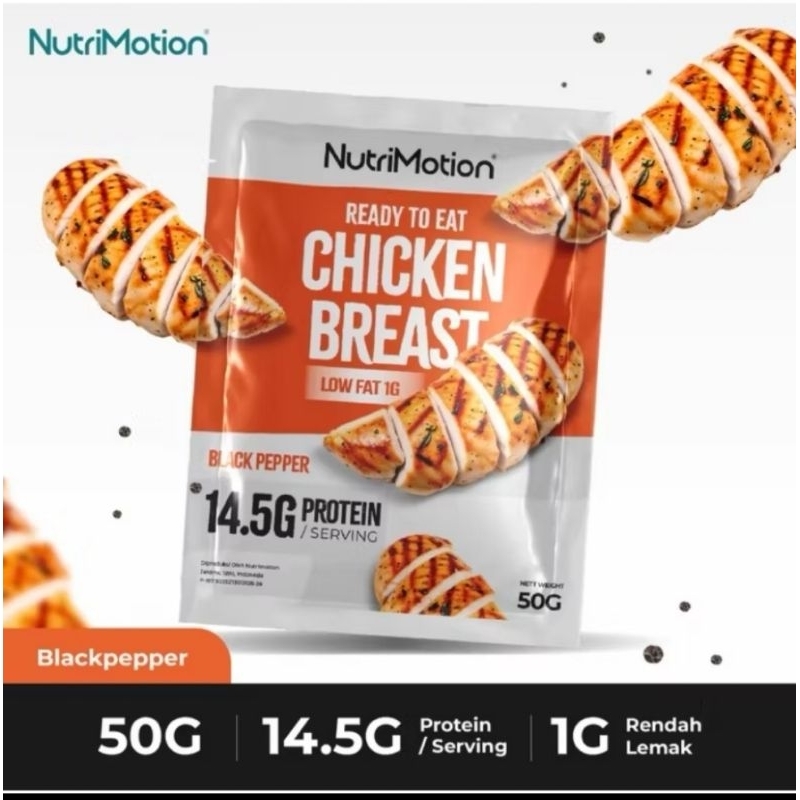 

NUTRIMOTION READY TO EAT CHICKEN BREAST DADA AYAM SIAP MAKAN RASA ENAK EMPUK DAN JUICY 50 GRAM