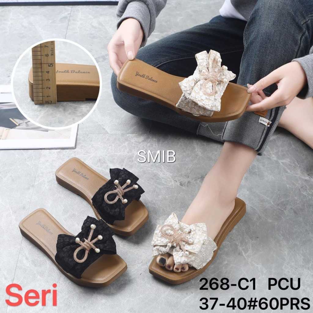 Sandal Selop Wanita Karet Import BALANCE Motif Pita Tali / 268-C1