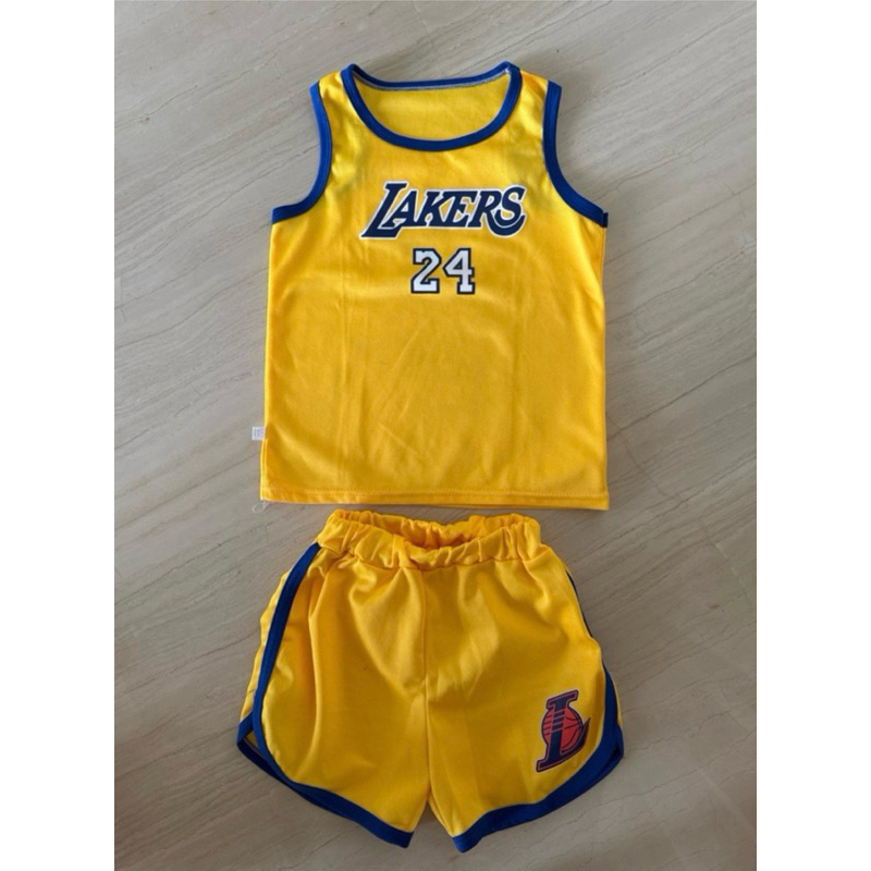 Produk preloved jersey LAKERS 24 set kids size 5 years yellow pakaian set anak basket umur 5