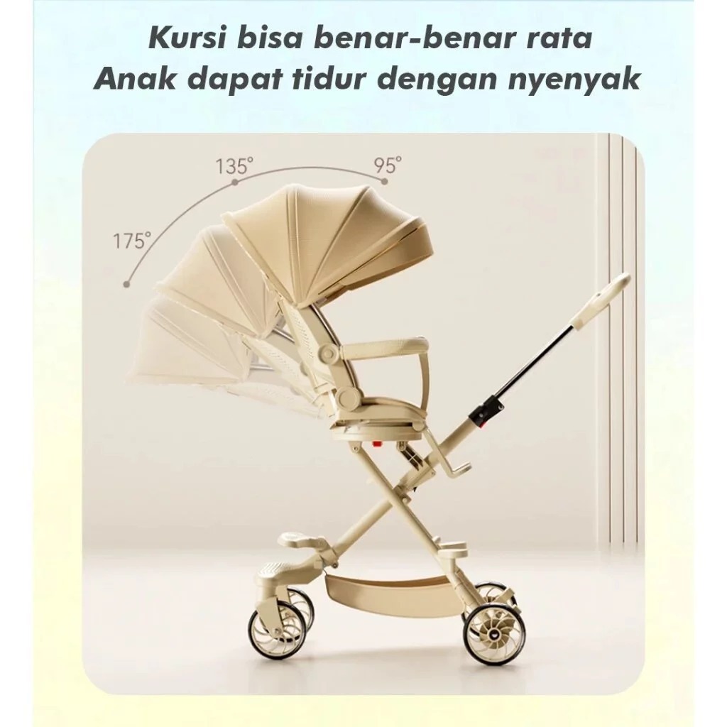 Mmflight Stroller Anak Stroller Bayi Lipat Travelling Kereta Dorong Bayi 2 Arah 0-5 Tahun