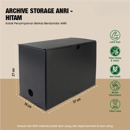 

kardus arsip hitam tempat penyimpanan file dokumen penting alat alat kantor sekolah dus arsip nasional tahan panas anti air ukuran 37x19x27 cm
