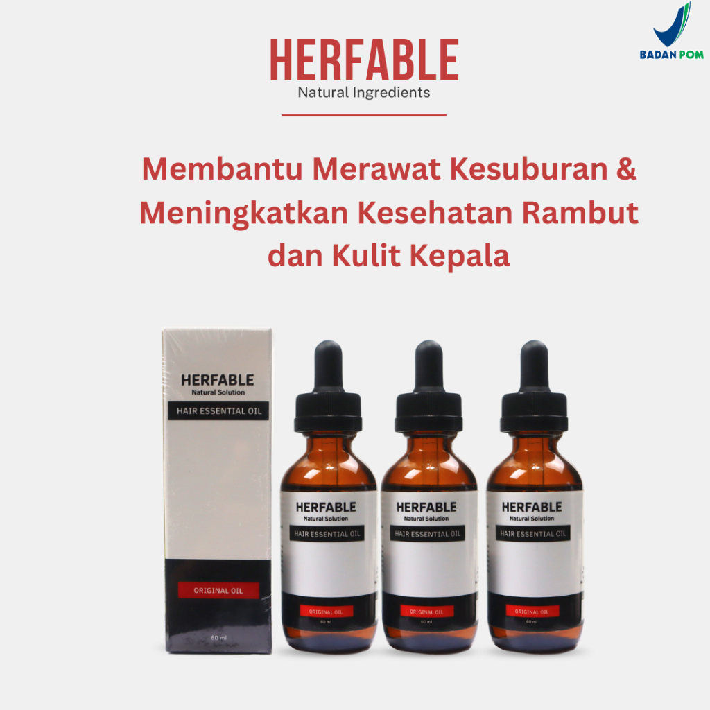 Herfable Ultimate 3 Pcs - Penumbuh Rambut Botak Alami | Minyak Rambut Rontok & Kebotakan BPOM