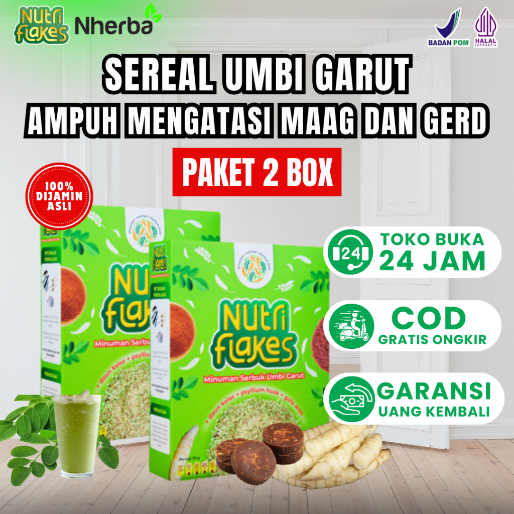 

Paket 2 Box Nutriflakes Sereal Umbi Garut - Ampuh Mengatasi Asam Lambung, Maag Kronis Dan Gerd
