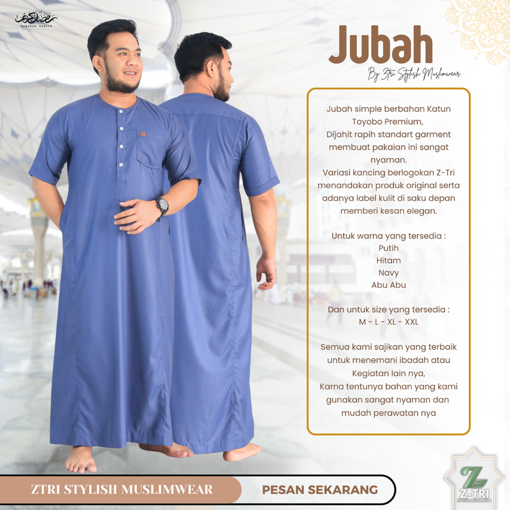 Jubah Gamis Pria Lengan Pendek Premium Serius