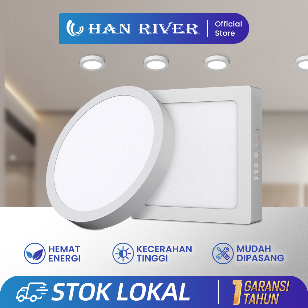 HAN RIVER Lampu Downlight Outbow 24W 18W 12W 6W Bulat/Kotak Lampu Downlight LED Plafon Panel Anti Ai
