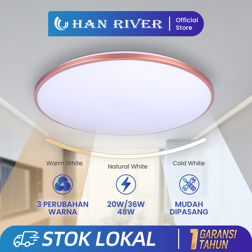 HAN RIVER 3 Warna Lampu Plafon Minimalis 48W 36W 20W Lampu LED Kamar Permukaan Dipasang Lampu Rumah