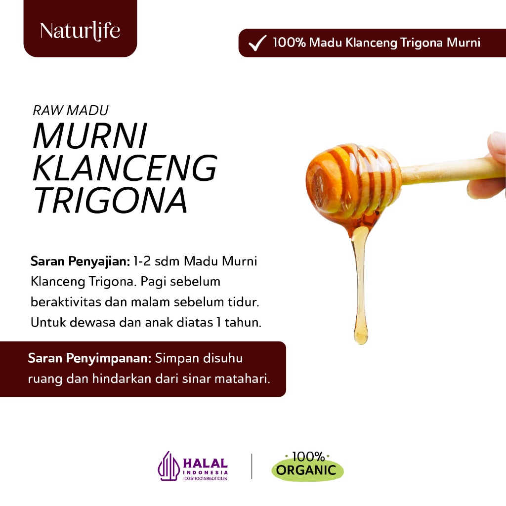 

QH MADU KLANCENG MURNI Raw Asli 1000Gram NATURLIFE Original Alami Tanpa Campuran Apapun Raw Honey