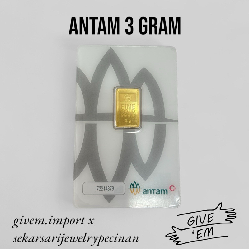 ANTAM 3 Gram Logam Mulia Emas Batangan Press Certieye Redmark Sertifikat
