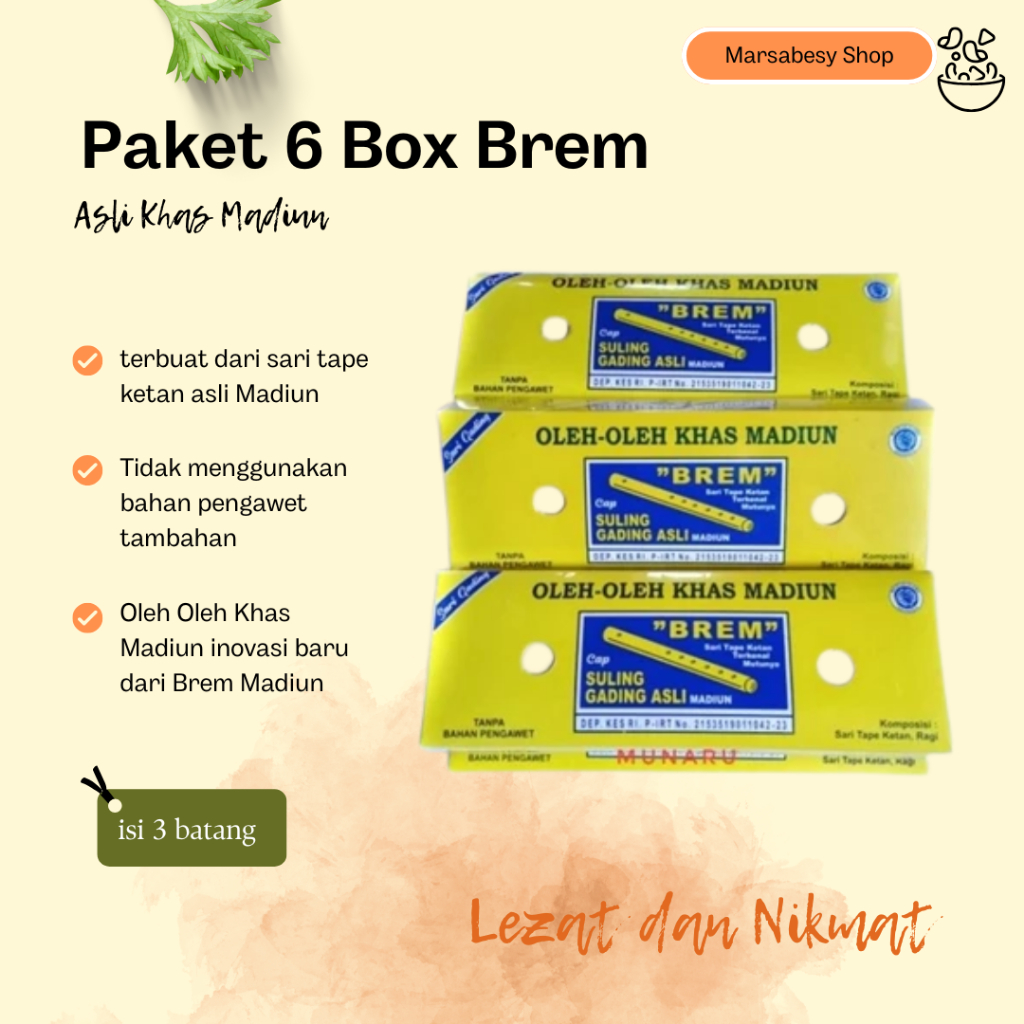 

NEW Paket 6 Box Brem Khas Madiun Suling Gading MURAH BERKUALITAS
