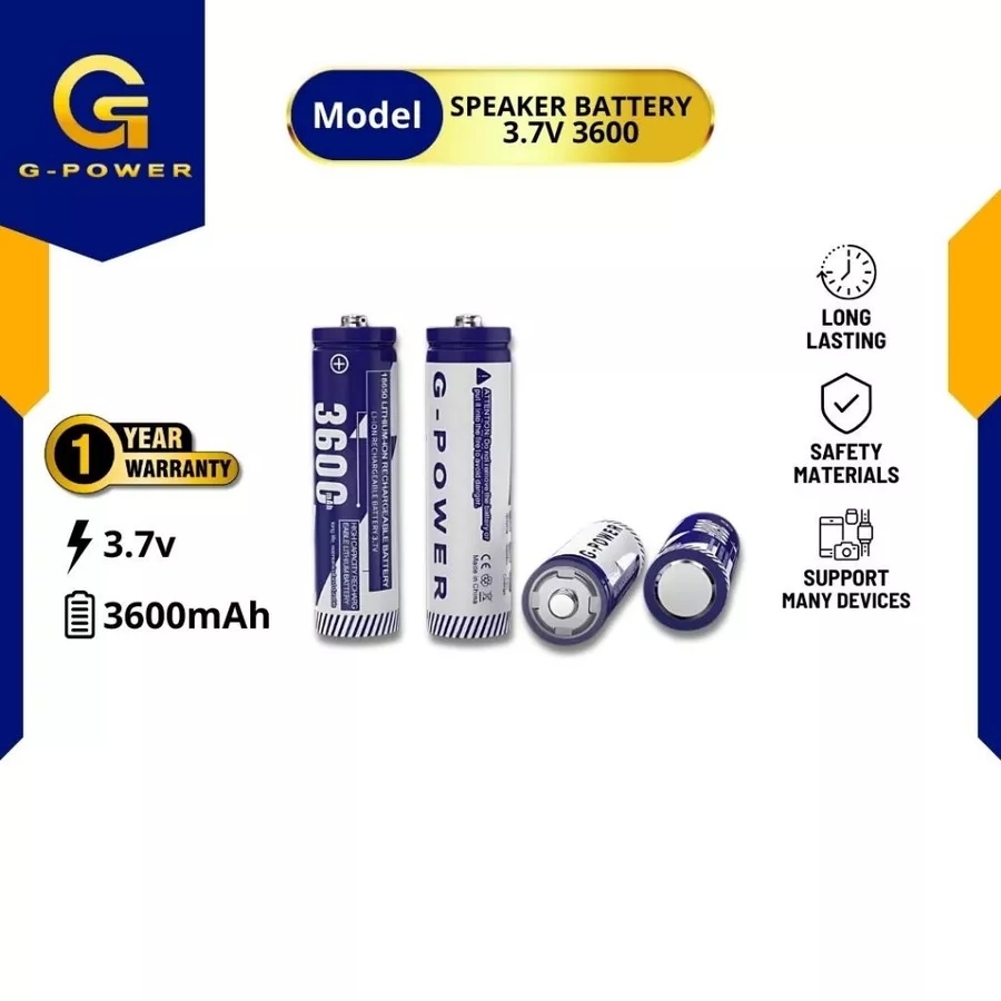 G-POWER Baterai 18650 3.600 mAh 3.7V – Rechargeable/Cas Ulang | Untuk Senter, Power Bank, Kipas, dll