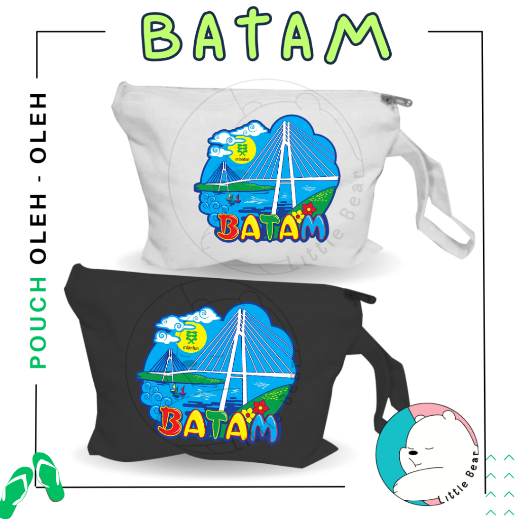 LITTLEBEAR POUCH SOUVENIR BATAM - OLEH-OLEH BATAM TERBARU BAHAN BLACU DENGAN RESLETING TYPE 1