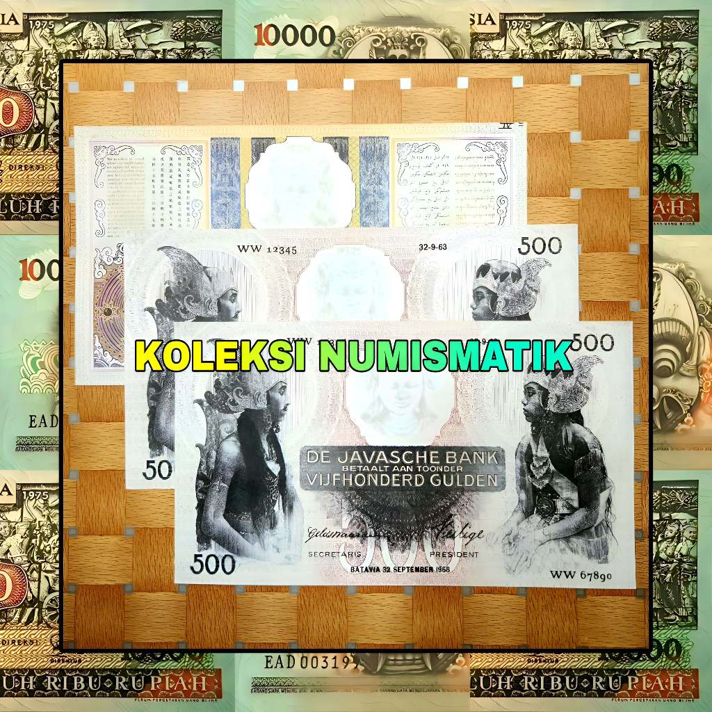 SOUVENIR REPRO UANG KERTAS KUNO HINDIA BELANDA 500 GULDEN WAYANG ORANG 1968