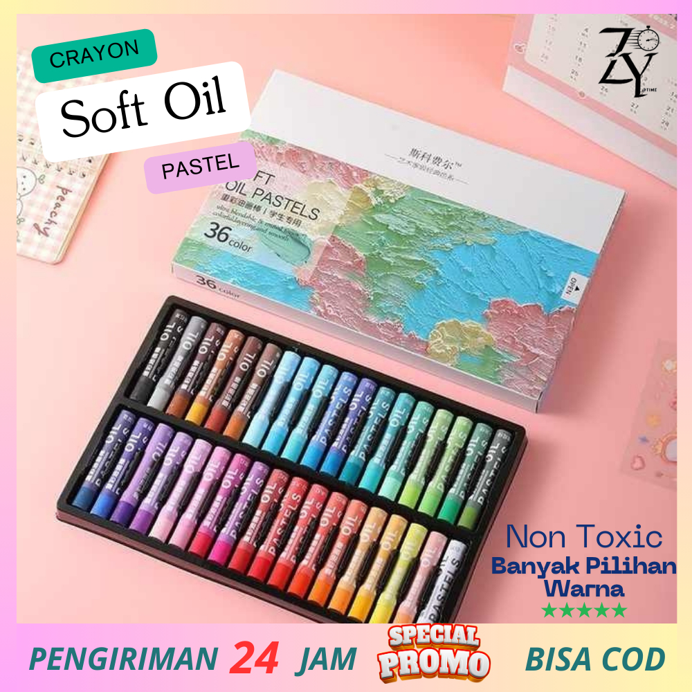 

THE TIME-Pensil Warna Tahan Air Oil Pastel Crayon Anak Sekolah Creativity Set Warna Isi 12 / 24 / 36 / 48 Tidak Beracun Affordable With High Quality Banyak Pilihan Warna