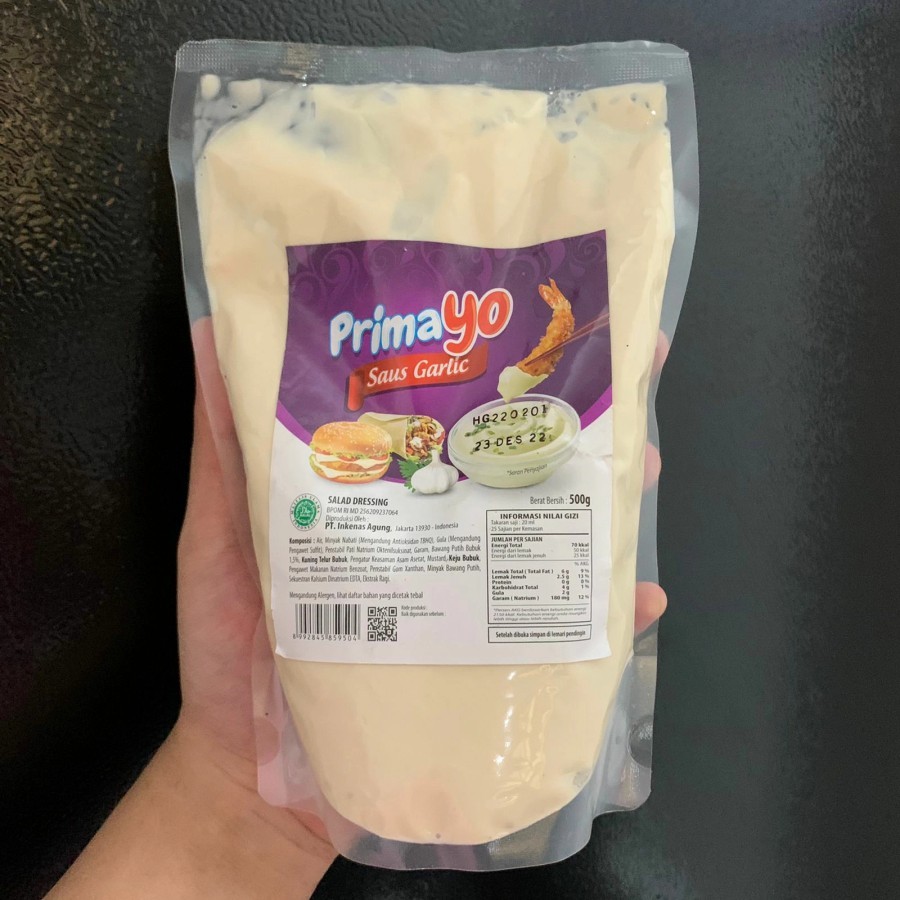

PROMO PRIMAYO Saus Garlic Sauce Saos Bawang Putih Salad Dressing 500 Gram 500gram gr Refill Pouch Kemasan Isi ulang Ide Jualan UMKM Toko Warung Kelontong Viral Horeca Horeka Dipping Sayur Vegetable Kebab Hamburger burger Cocolan Gorengan Bumbu Masakan