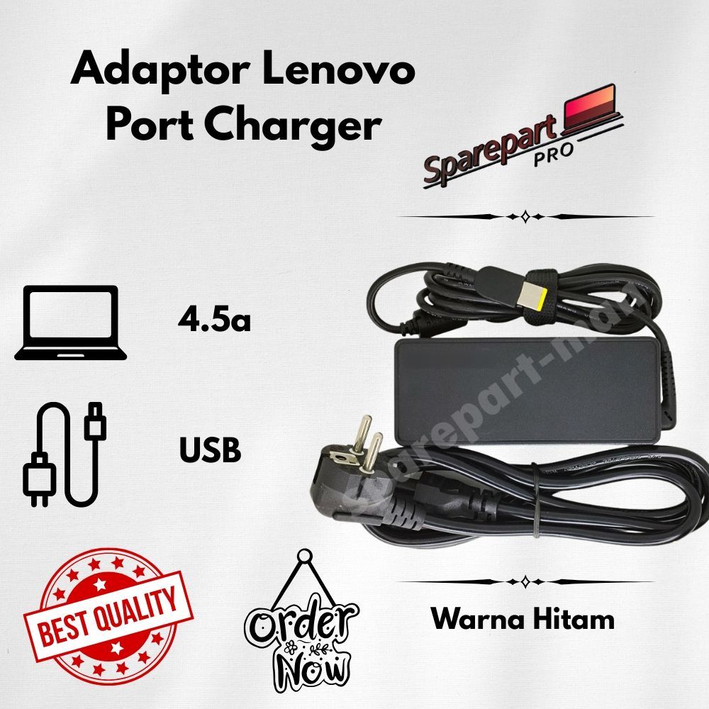 Adaptor Charger Laptop Lennovo 4.5a USB Konektor Kuning - GARANSI