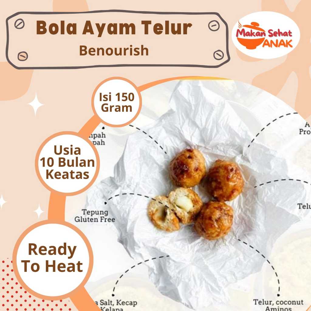 

Benourish Lauk Pauk ( Beef Liver Egg Roll/ Bola Ayam/ Otak2 Ayam/ Perkedel Ayam/ Beef Satay/ Sweet Ubee/ Chicken Corn) MPASI 10 bulan keatas by Makan Sehat Anak