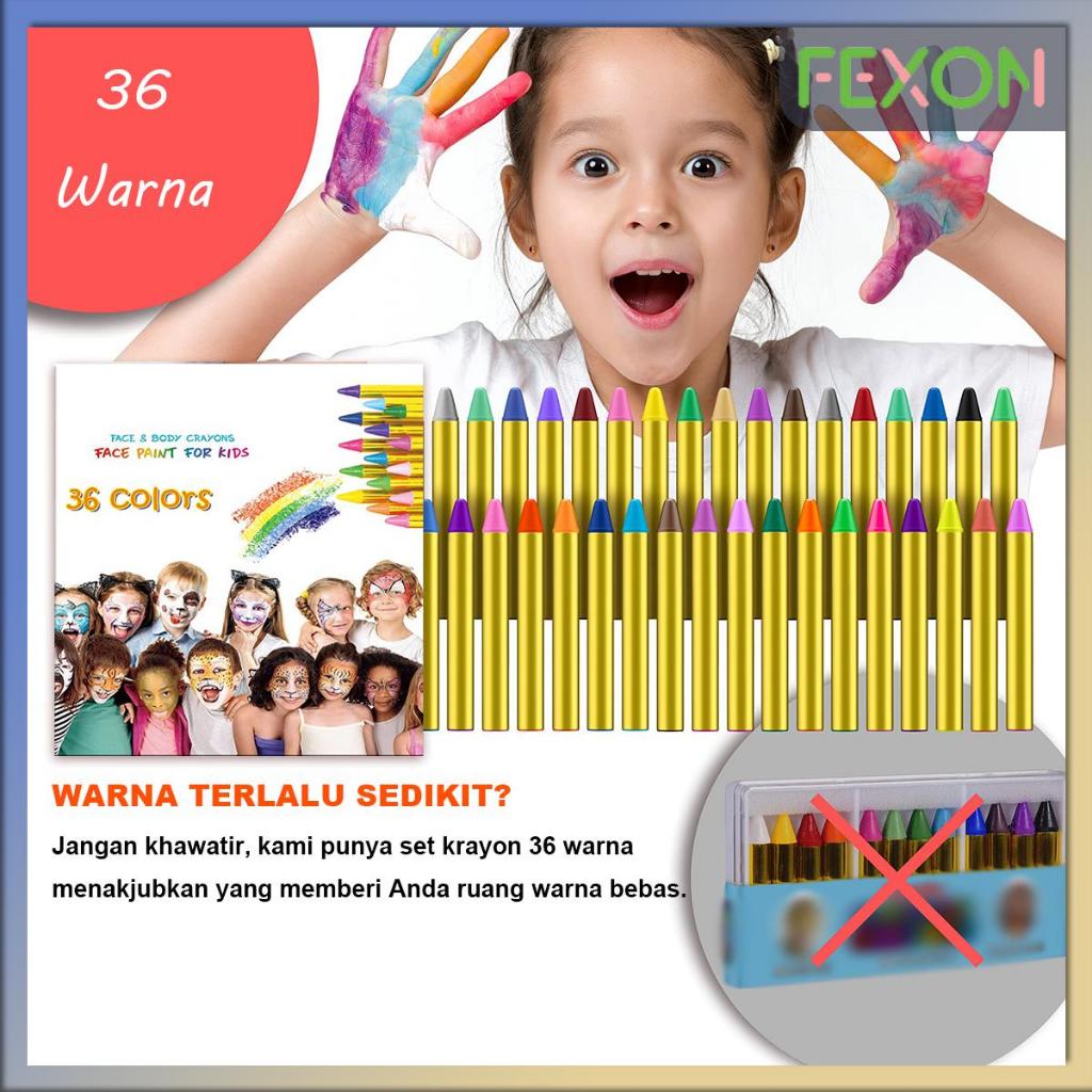 

[COD] FEXON Set Body Painting 36 Warna - Aman untuk Kulit Wajah & Badan/Stik Warna untuk Face Painting Anak/Stik Cat Wajah Anak 36 Warna - Aman & Mudah Dicuci/36 Warna Krayon Wajah Aman Anak - Untuk Karnaval & Pesta Sekolah