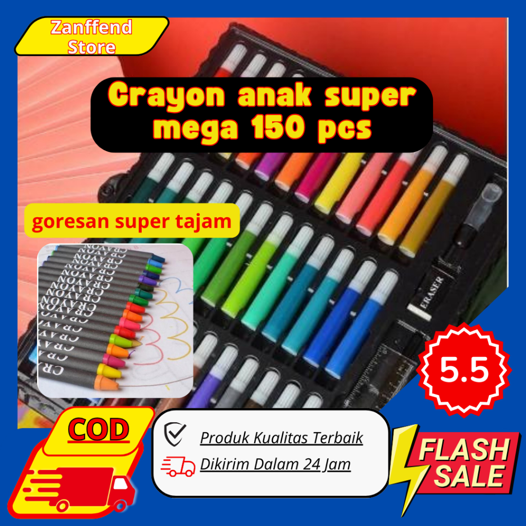

Crayon Anak super mega satu set isi 150Pcs warna super tajam