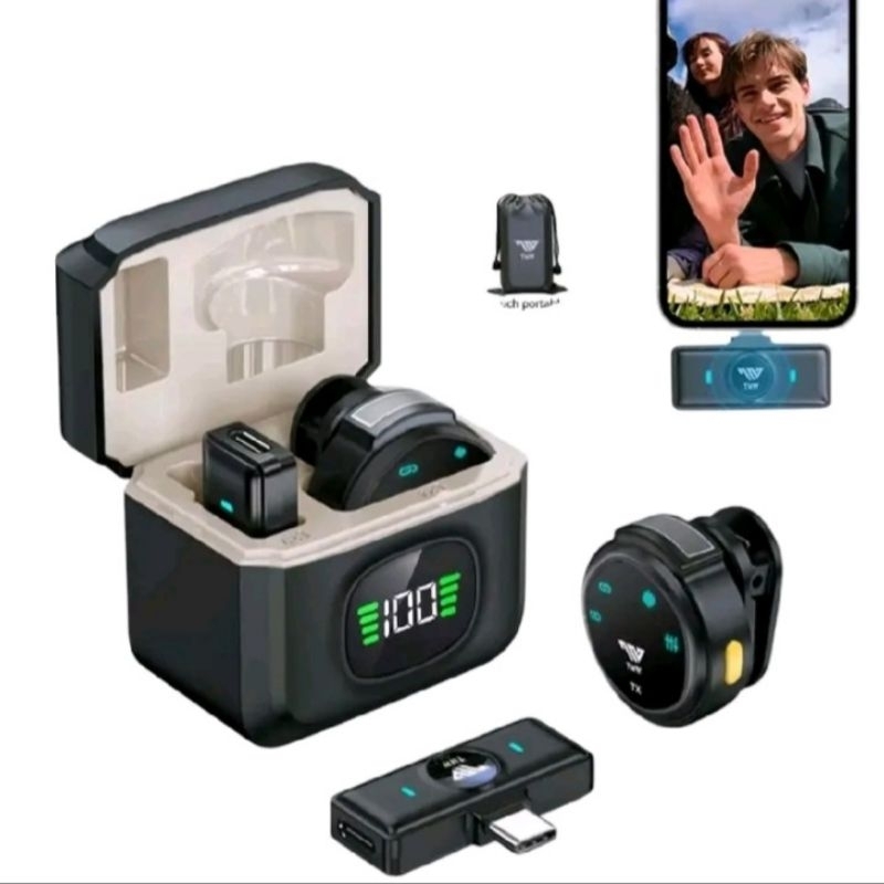 mikrofon wireless tnw a28 mikrophone magnetic clip on dengan peredam kebisingan