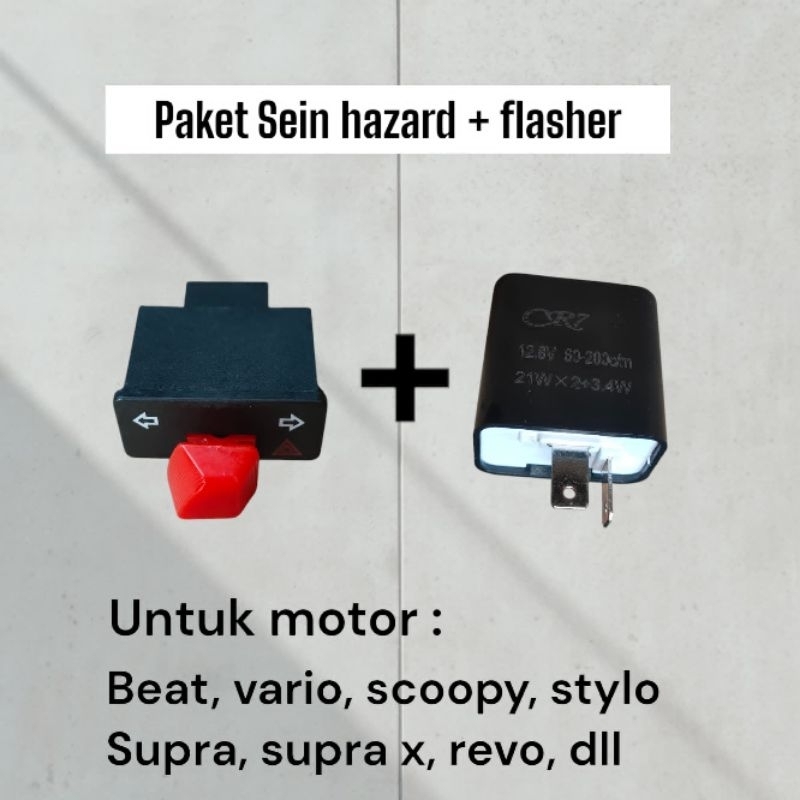 Paket Sein Hazard + Flasher Honda Merah Cocok UntukVario Beat Scoopy Stylo