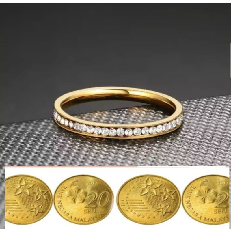 cincin titanium permata baris satu