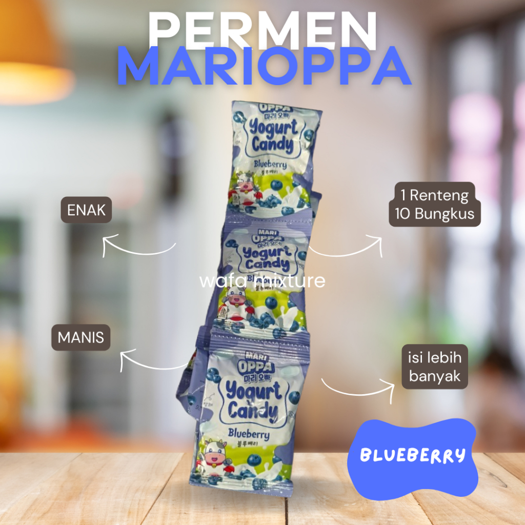 

PERMEN MARIOPPA RASA BLUBERRY 1 renteng 10sachet / PERMEN SUSU /MILKY CANDY
