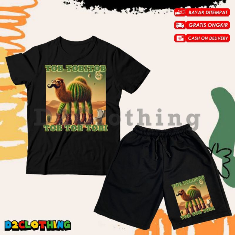 (BISA COD) Setelan Kaos dan Celana Pendek Anak Laki - Laki dan Perempuan Anomali Tob tobi tob Tobi T