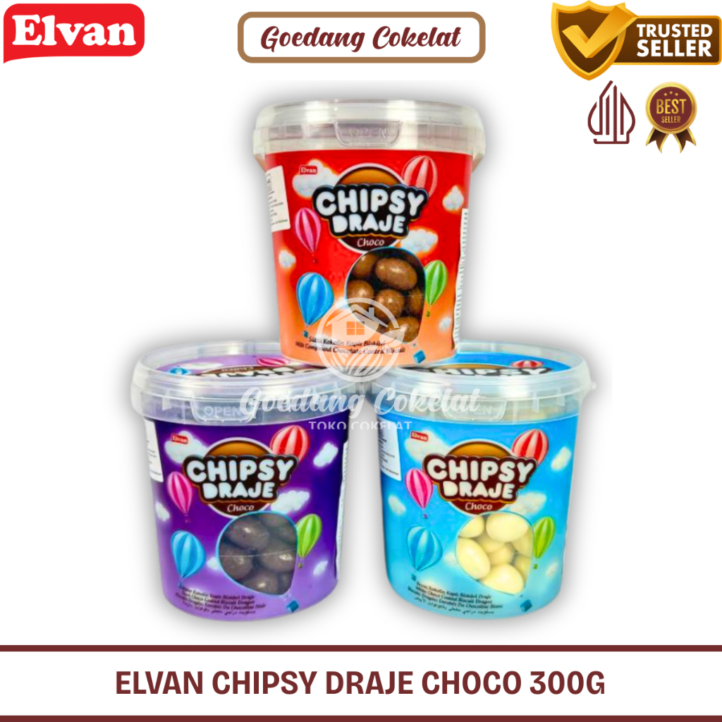 

ELVAN CHIPSY DRAJE Cokelat Biskuit Rasa Milk White Susu Dark Chocolate Drages Bites Coklat Turki 300g