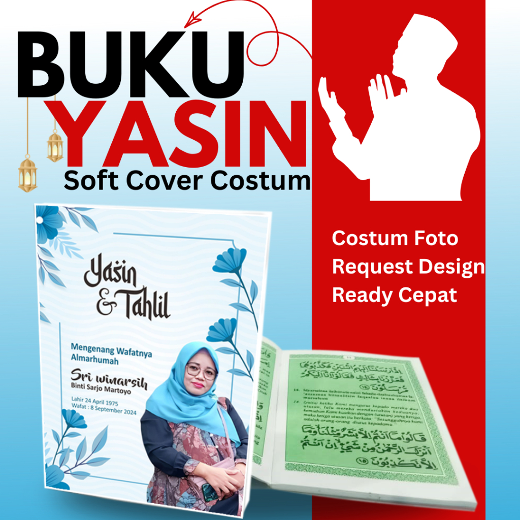 Buku Yasin 96 Hal |  Custom Nama & Foto | Cetak Tahlilan 7/40/100 Hari | Free Desain & Cepat Jadi