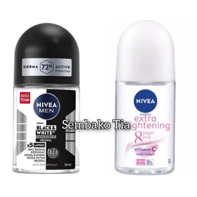 Nivea Roll On Men Black & White 25ml / Nivea Roll On Extra Brightening 25 ml
