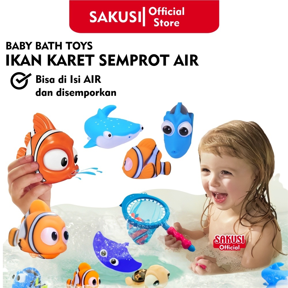 Sakusi Mainan Mandi Anak Bayi Bentuk Ikan Karet Nemo Karet Semprot Air Di Kolam Renang Bak Mandi