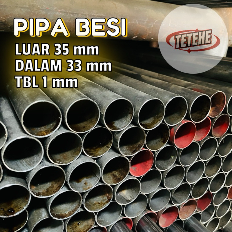 pipa besi diameter 35mm tebal 1mm dalam 33mm