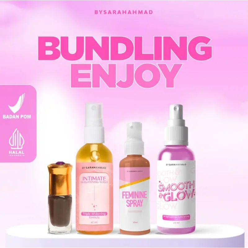 BUNDLING ENJOY ( Smooth & Glow, Feminine Spray, Brightening Wash, MISK THAHARAH ) BYSARAHAHMAD BY SA