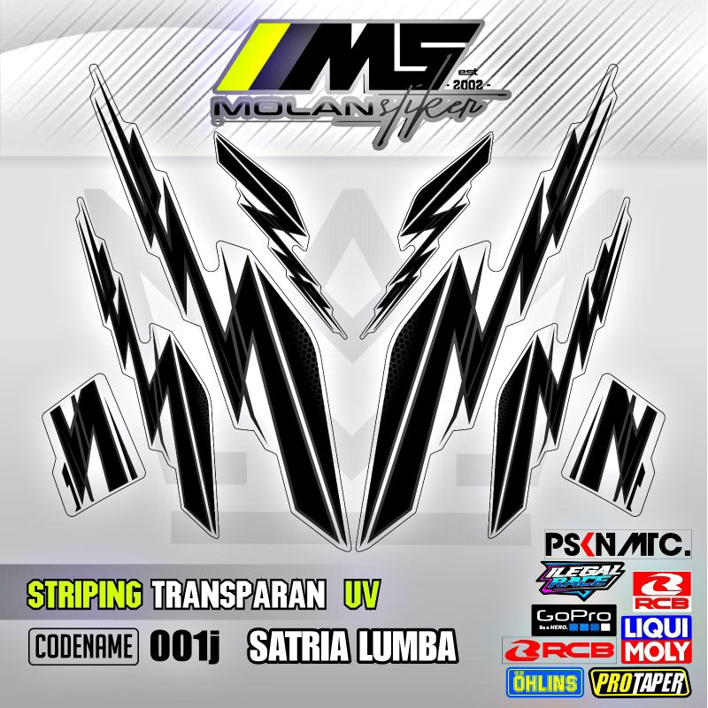Decal Sticker Striping Variasi Transparan Uv Satria R Lumba Satria R Kotak Suzuki Satria R 120 Satri