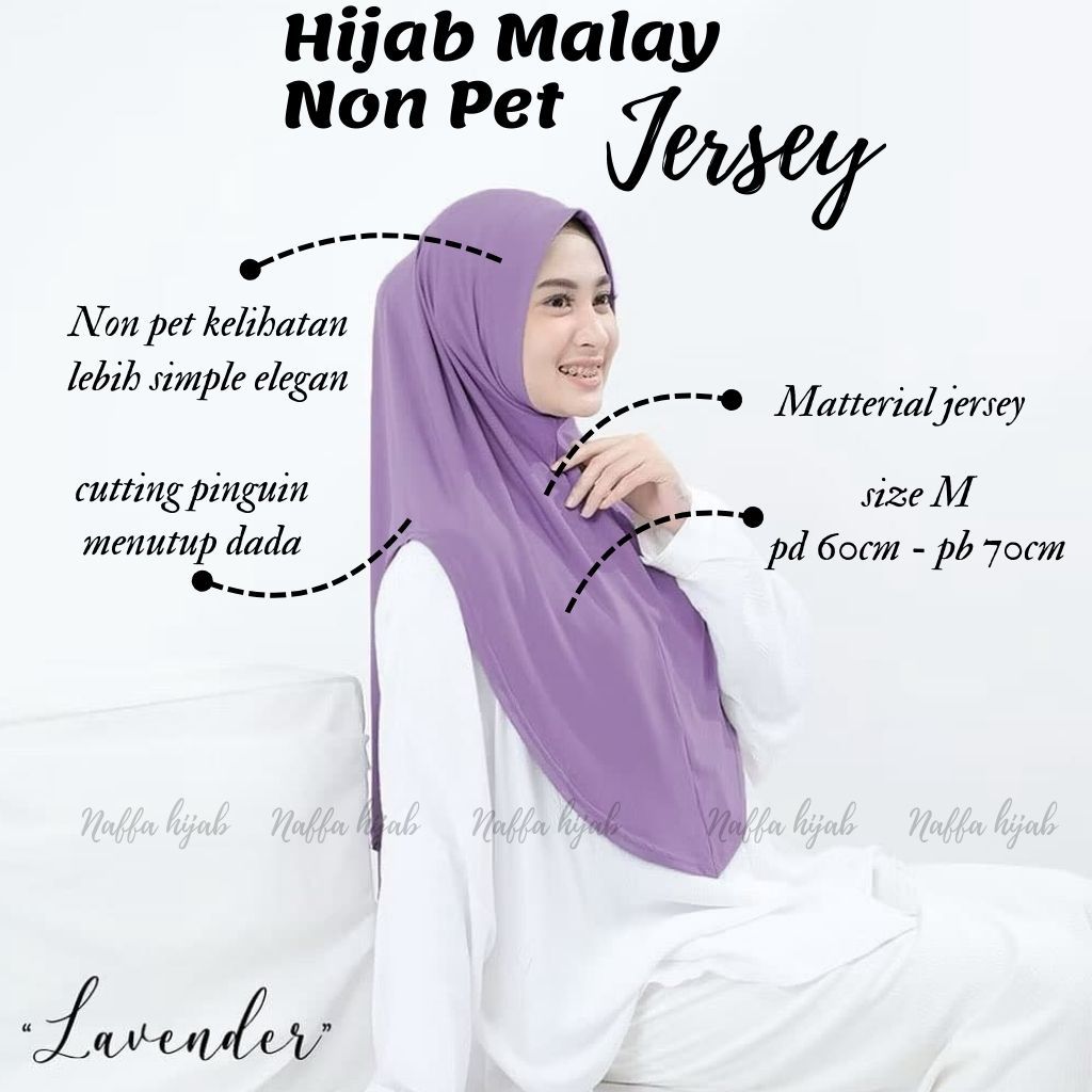 Hijab Jersey Non pet/Bergo Non Pet Jersey Size M/Jilbab Instan Jersey Premium