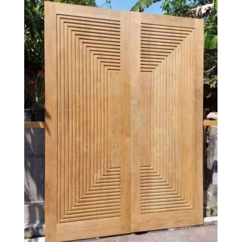 PINTU minimalis kayu jati - pintu utama - pintu kupu tarung