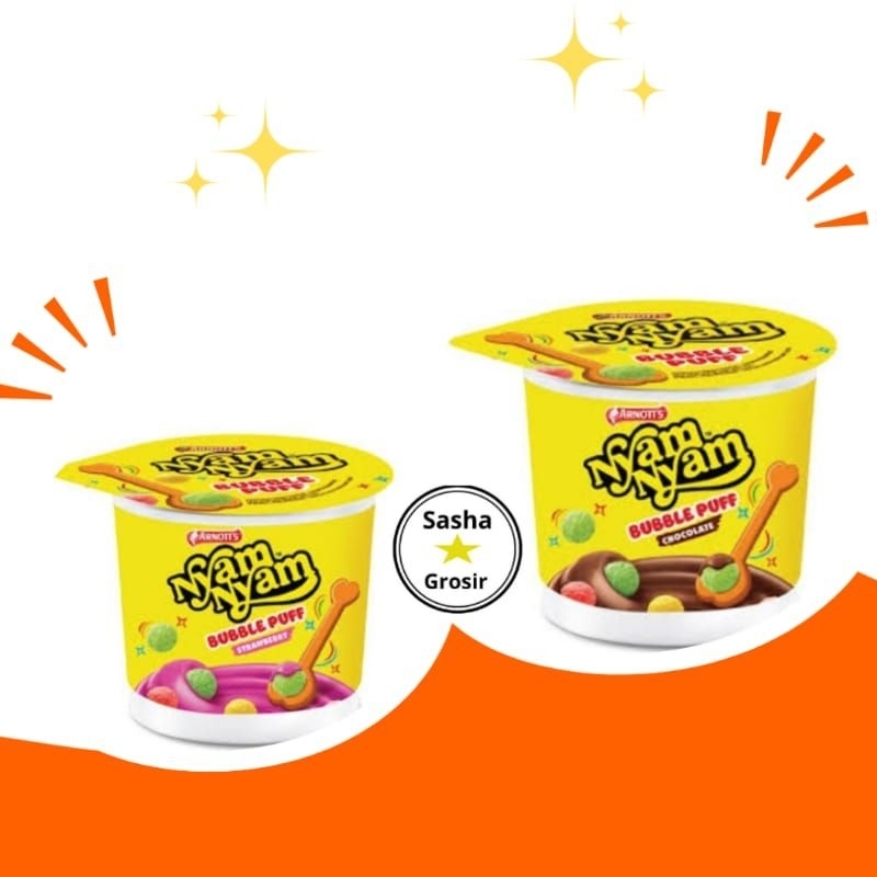 

Nyam Nyam Bubble Puff Coklat / Strawberry ( 1 pcs @ 18 gr )