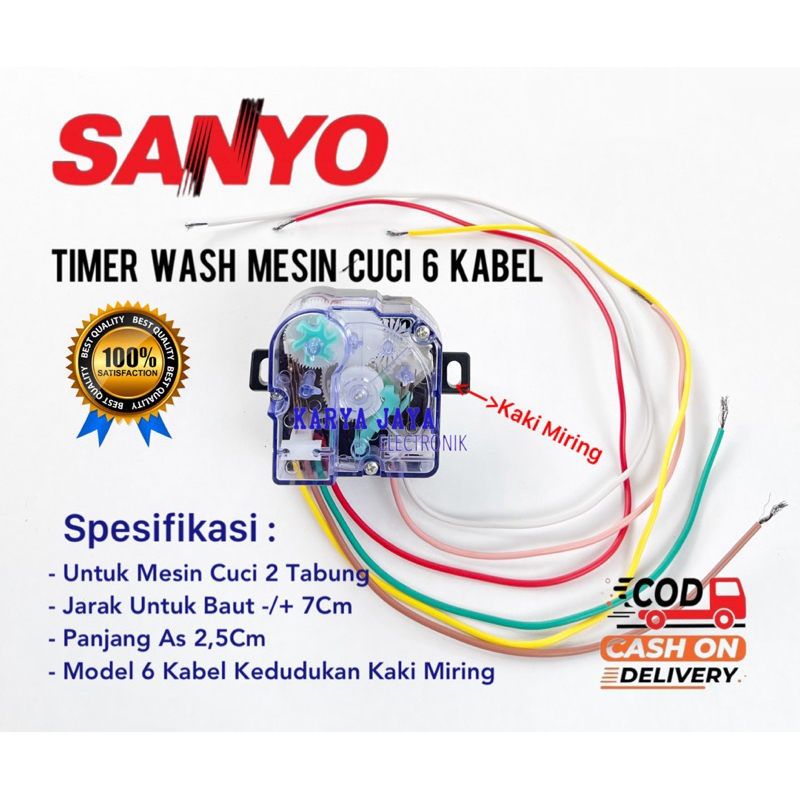 Timer Wash 6 Kabel Kaki Miring Mesin Cuci SANYO 2 Tabung - Timer Mesin Cuci Sanyo 6 Kabel Baut Mirin