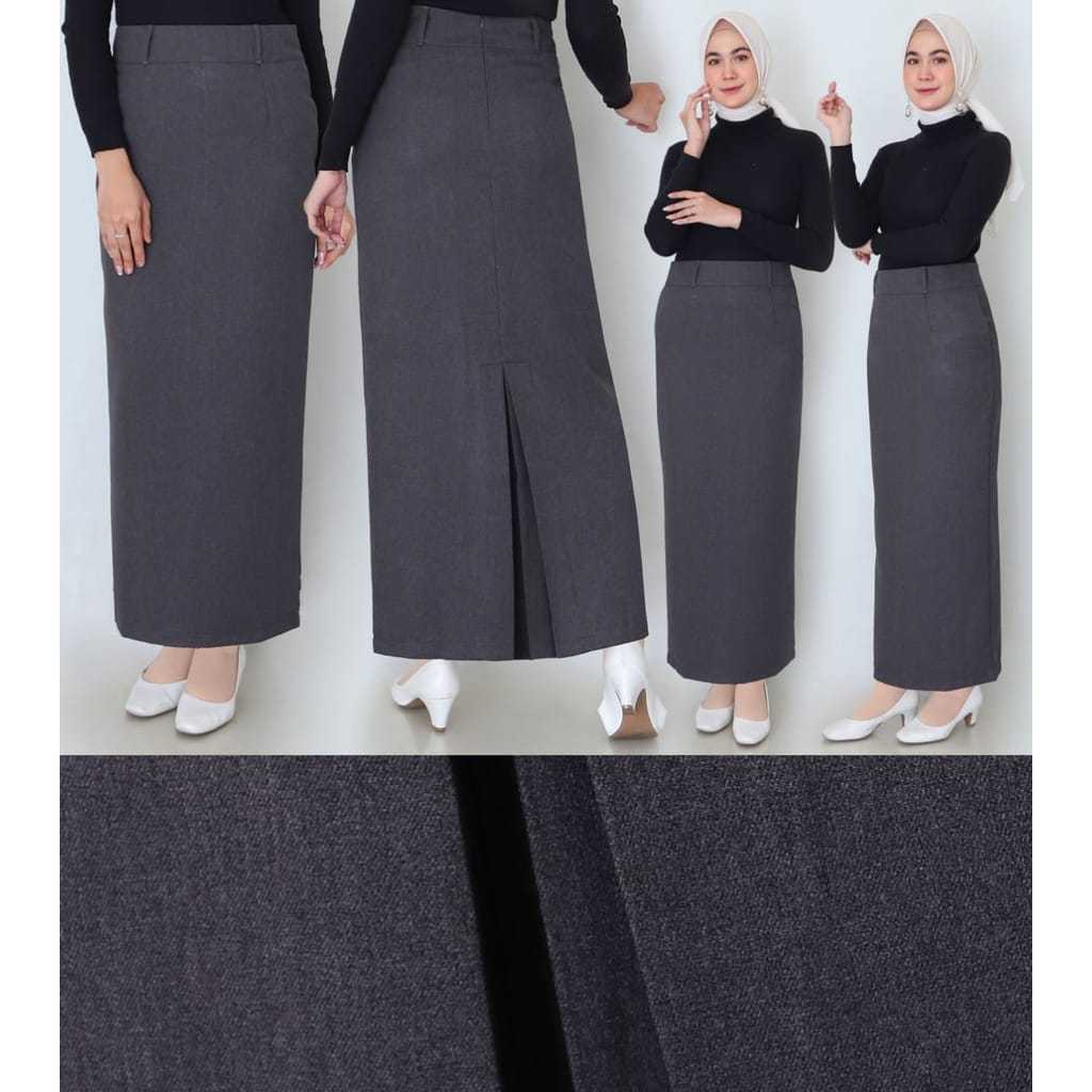 Need.co - Rok Span Rempel Belakang Rok Kantor Hitam / Rok Span Hitam