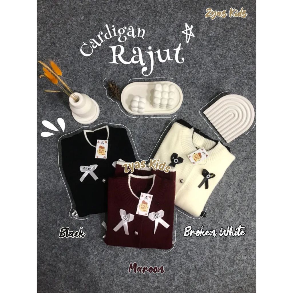 ZYAS CARDIGAN ANAK Kardigan Sweater Outer Knitt Rajut Premium Korean Style Pita Kancing Lengan Panja