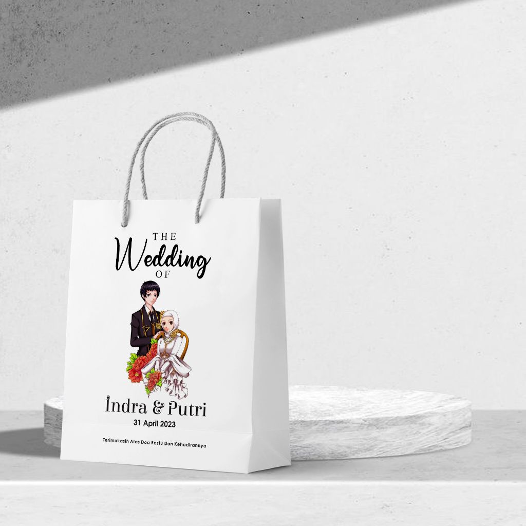 

Paper Size 18 x 8 x20 cm ( P x L x T ) Bag Putih Custom Designs Suka- Suka Paperbag Kado Souvenir