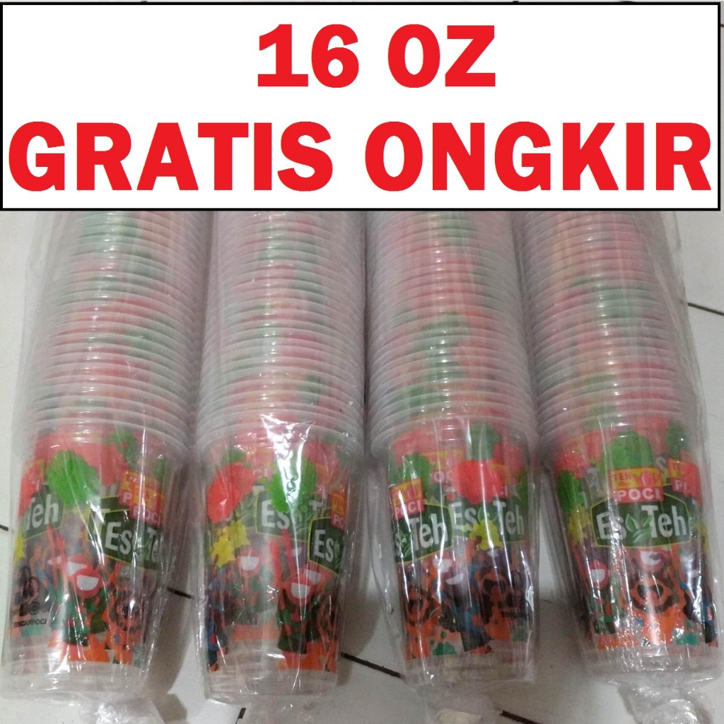 rsk- gelas teh poci 16oz SLOP isi 50 cup 16 oz ASLI 100%