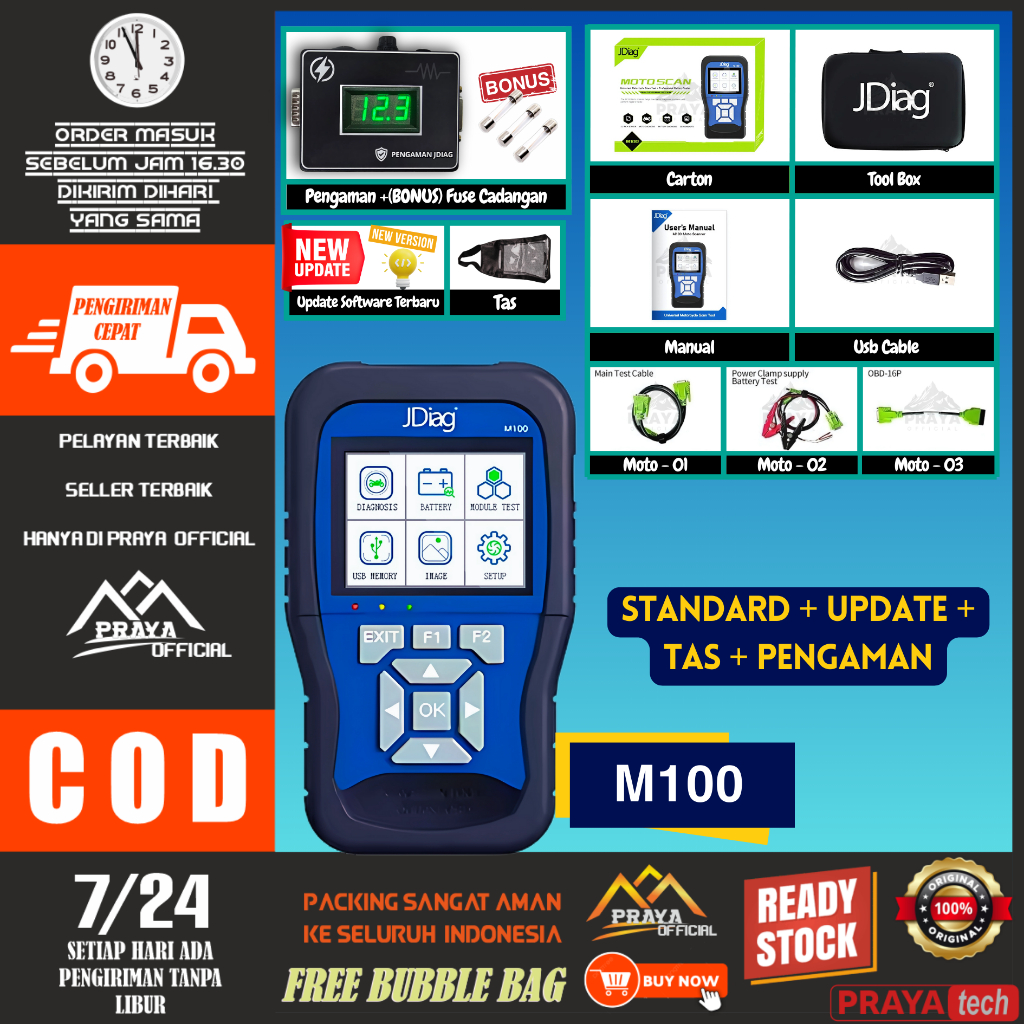 MOTO SCANNER JDIAG M100 SCANNER JDIAG M 100 SCANNER MOTOR INJEKSI SCANER EROR SEPEDA MOTOR OBD CO EC