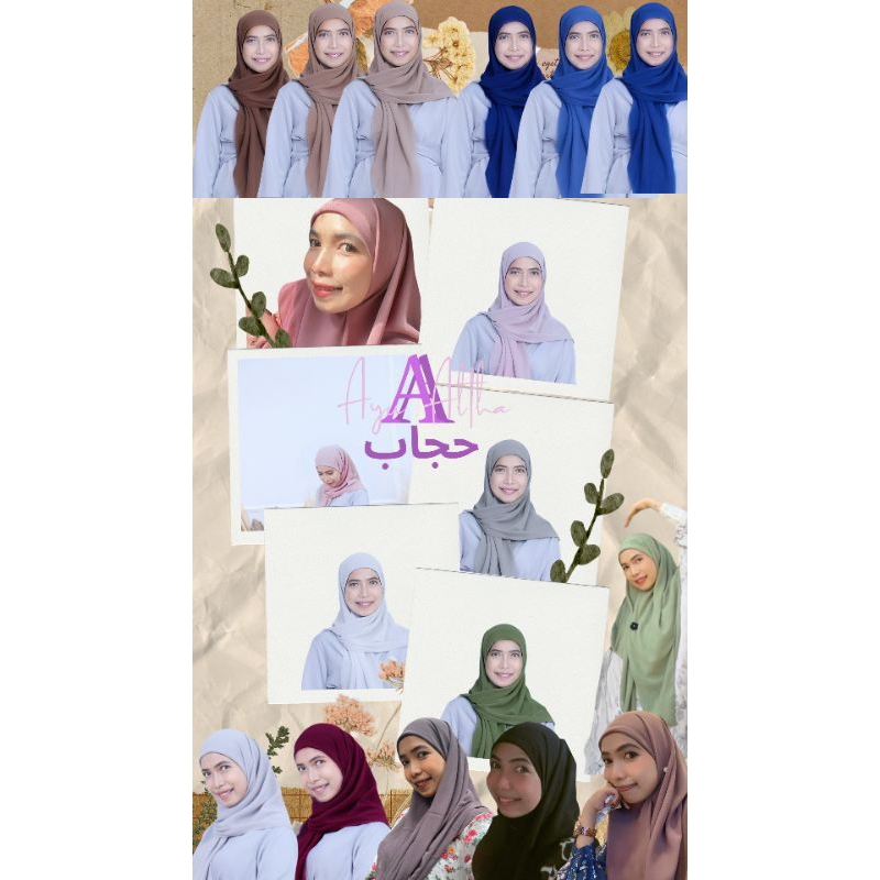 Hijab segiempat instan inner 2 in 1, hijab segitiga 2 layer
