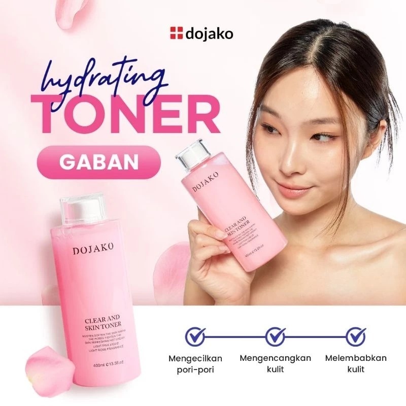 DOJAKO TONER PINK 400ML dan 100ML - Toner Pengecil Pori Pori Mengangkat Sel Kulit Mati Toner Pencera