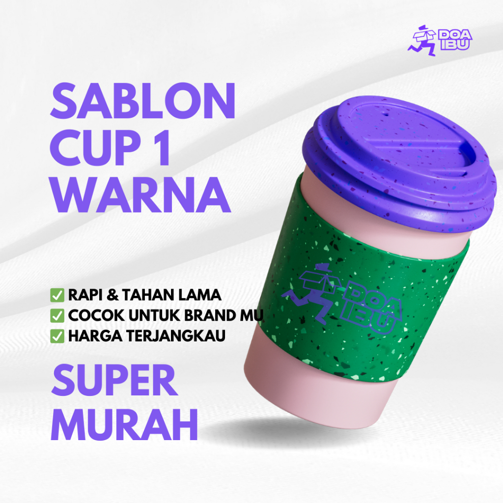 Sablon Cup Custom 1 Warna - Custom Gelas Plastik  (Jasa saja - Belum termasuk cup)