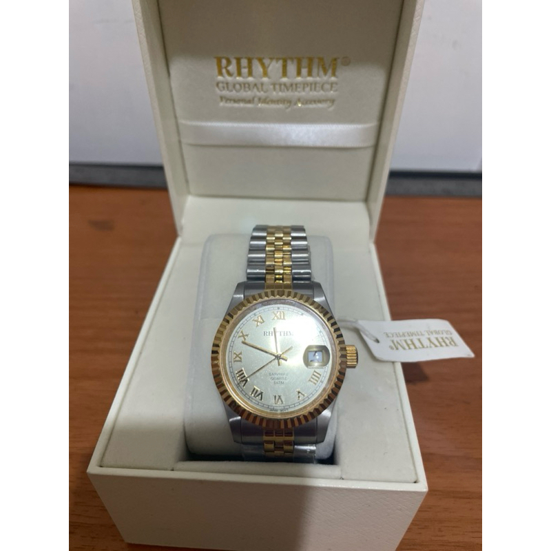 Jam Tangan Pria Original Rhythm Japan (RQ1611504) Gold Silver water resistance